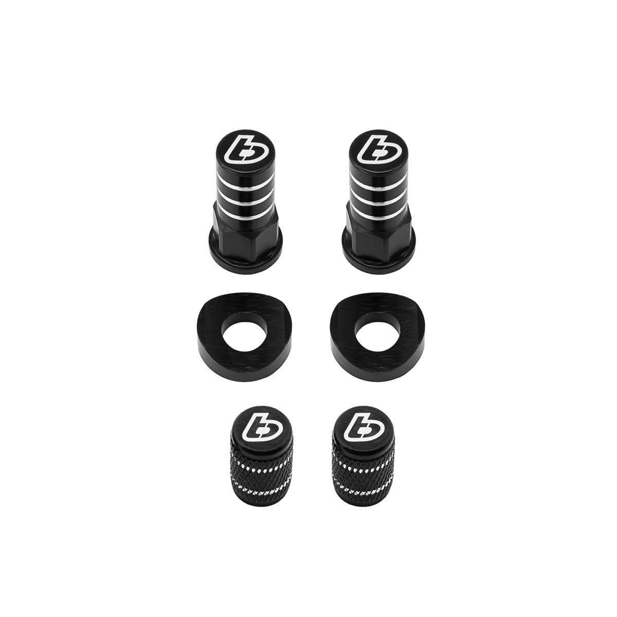 TB Parts Valve stem & Rim Lock Cap Set - Black